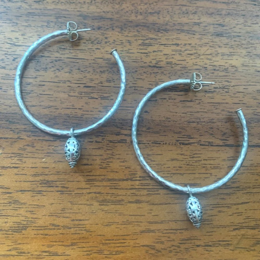 Designer "Lois Hill" Hammered hoop earrings